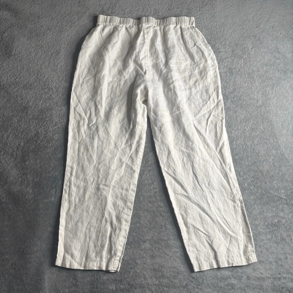 Quince 100% European Linen Wide Leg Loose Pants Flax/Beige Elastic *Large*